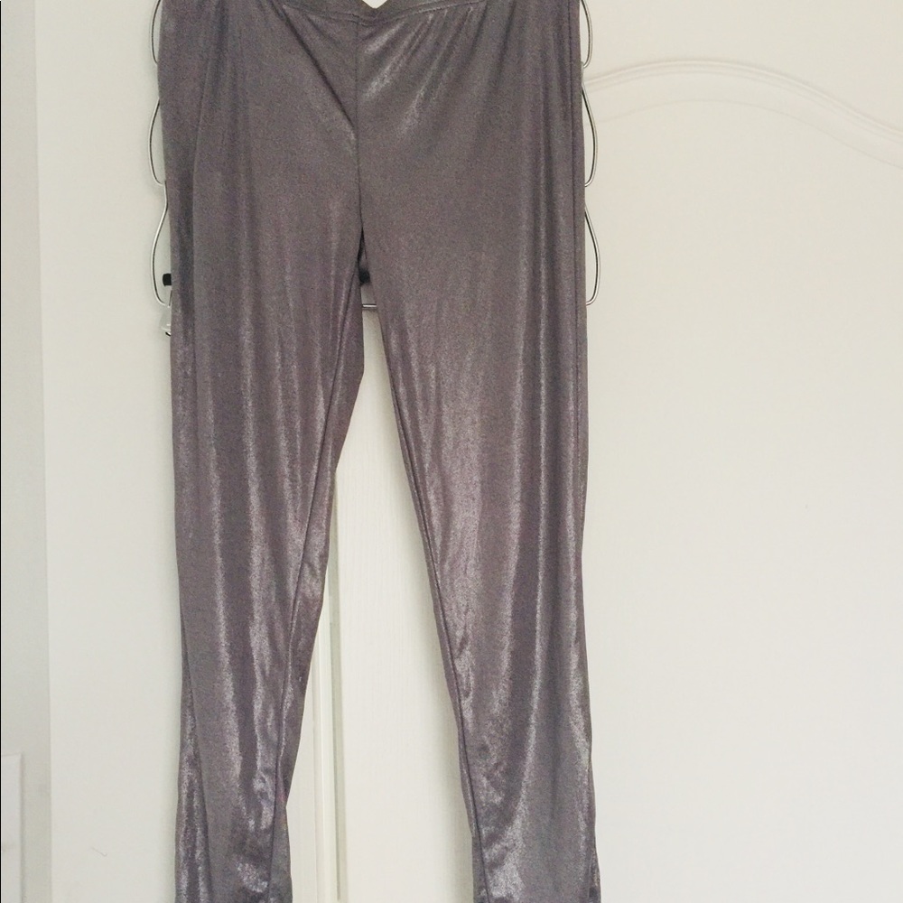 metallic leggings pewter silver gray